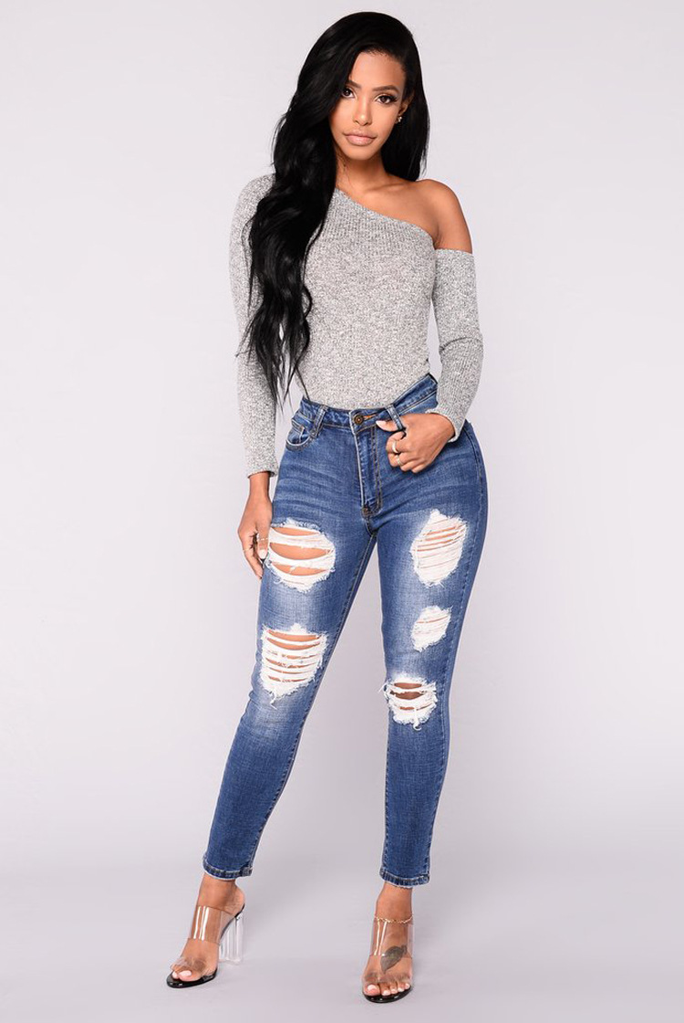 SZ60108 distressed ripped skinny jeans